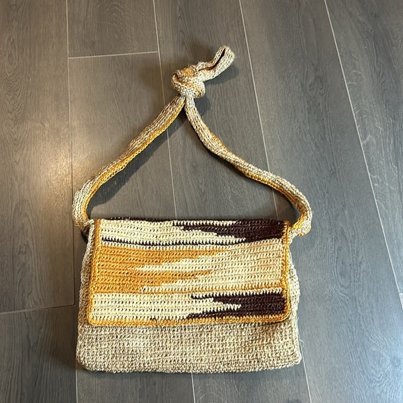 Artisan Multicoloured Neutral Crochet Messenger Cross Body Bag Women - Picture 14 of 16